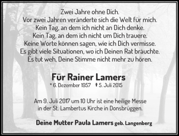 Todesanzeige von Rainer Lamers von Rheinische Post