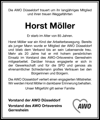 Todesanzeige von Horst Möller von Rheinische Post