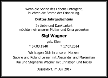Todesanzeige von Herbert Wagner von Rheinische Post