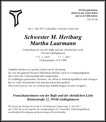 Todesanzeige von Martha Laarmann von Rheinische Post
