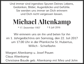 Todesanzeige von Michael Altenkamp von Rheinische Post