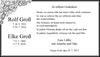 Todesanzeige von Rolf und Elke Groß von Rheinische Post