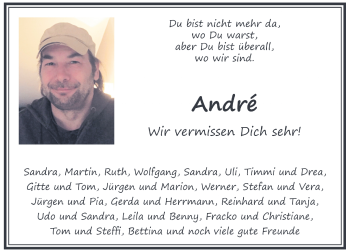 Todesanzeige von Andre  von Rheinische Post