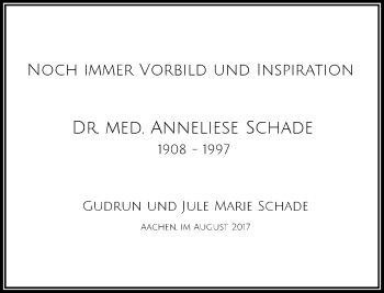 Todesanzeige von Anneliese Schade von Rheinische Post