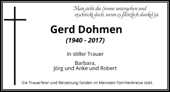 Todesanzeige von Gerd Dohmen von Rheinische Post