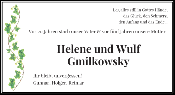 Todesanzeige von Helene und Wulf Gmilkowski von Rheinische Post