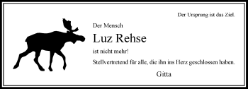 Todesanzeige von Luz Rehse von Rheinische Post