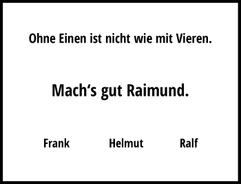 Todesanzeige von Raimund  von Rheinische Post