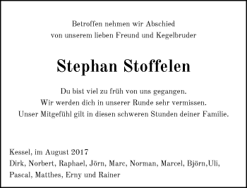 Todesanzeige von Stephan Stoffelen von Rheinische Post