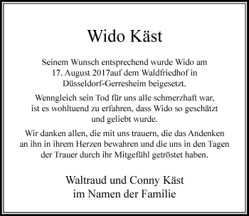 Todesanzeige von Wido Käst von Rheinische Post