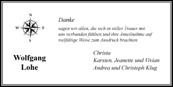 Todesanzeige von Wolfgang Lohe von Rheinische Post