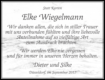 Todesanzeige von Elke Wiegenmann von Rheinische Post