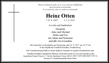 Todesanzeige von Heinz Otten von Rheinische Post