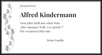 Todesanzeige von Alfred Kindermann von Rheinische Post