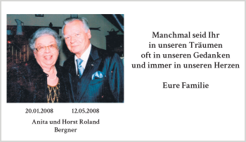 Todesanzeige von Anita und Horst Roland Bergner von Rheinische Post