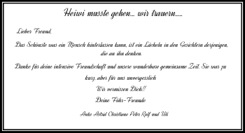 Todesanzeige von Heiwi  von Rheinische Post