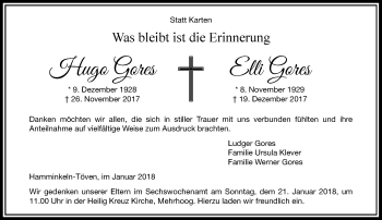 Todesanzeige von Hugo und Elli Gores von Rheinische Post