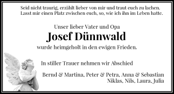 Todesanzeige von Josef Dünnwald von Rheinische Post
