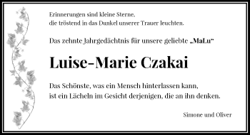 Todesanzeige von Luise-Marie Czakai von Rheinische Post