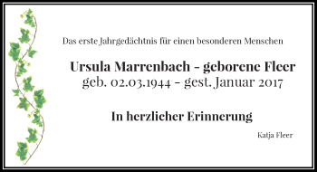 Todesanzeige von Ursula Marrenbach von Rheinische Post