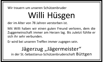 Todesanzeige von Willi Hüsgen von Rheinische Post