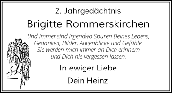 Todesanzeige von Brigitte Rommerskirchen von Rheinische Post
