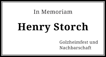 Todesanzeige von Henry Storch von Rheinische Post
