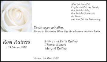 Todesanzeige von Rosi Ruiters von Rheinische Post