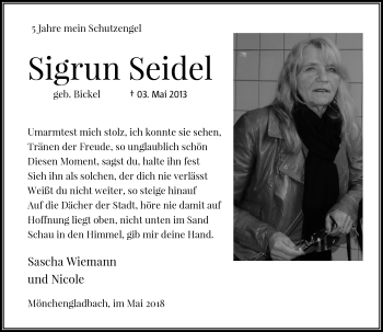 Todesanzeige von Sigrun Seidel von Rheinische Post