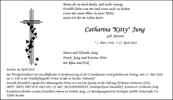 Todesanzeige von Catliarina Kitty Jung von Rheinische Post