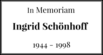 Todesanzeige von Ingrid Schönhoff von Rheinische Post