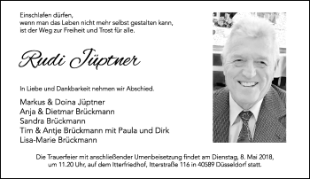 Todesanzeige von Rudi Jüptner von Rheinische Post