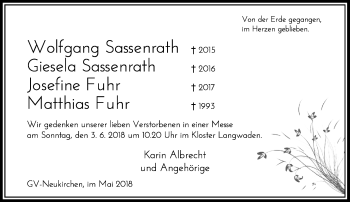 Todesanzeige von Wir gedenken unseren Verstorbenen von Rheinische Post