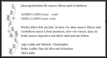 Todesanzeige von Alfred und Gisela Ladda von Rheinische Post