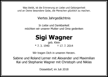 Todesanzeige von Herbert Wagner von Rheinische Post