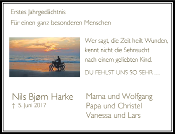 Todesanzeige von Nils Bjørn Harke von Rheinische Post