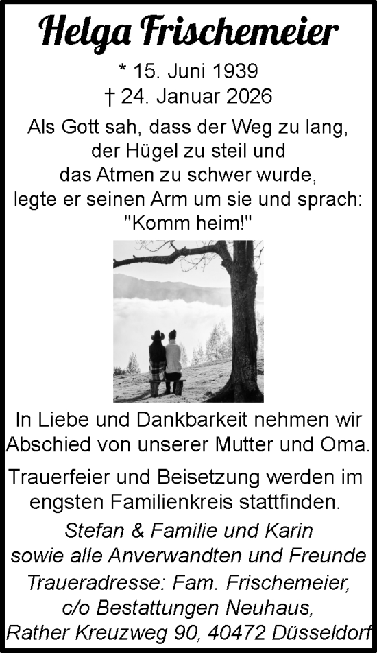 Todesanzeige von Helga Frischemeier von Rheinische Post
