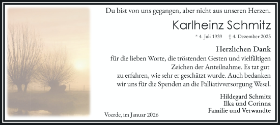 Todesanzeige von Karlheinz Schmitz von Rheinische Post