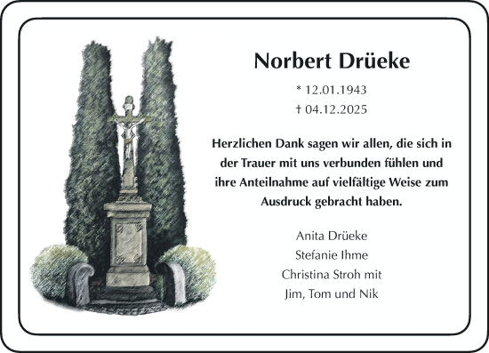 Todesanzeige von Norbert Drüeke von Rheinische Post