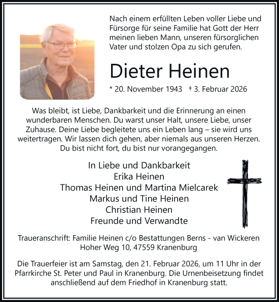 Todesanzeige von Dieter Heinen von Rheinische Post