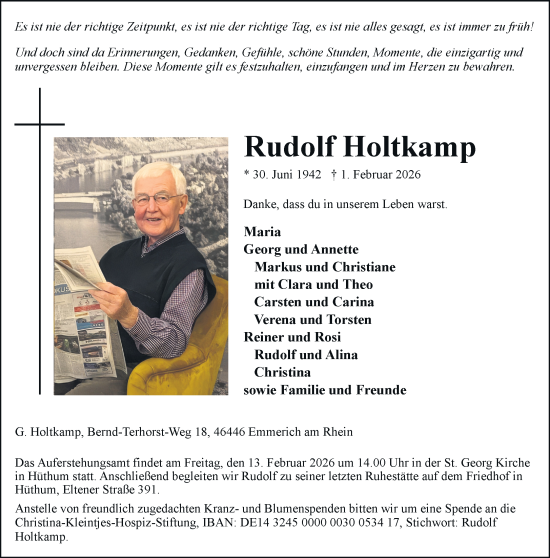 Todesanzeige von Rudolf Holtkamp von Rheinische Post