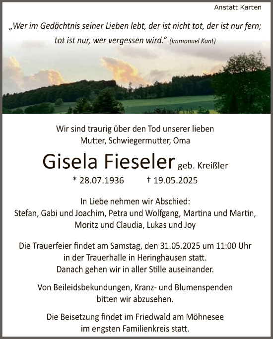 Todesanzeige von Peter Hoffmann von WLZ