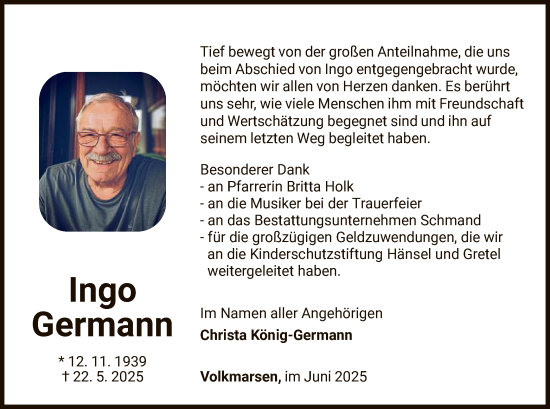 Todesanzeige von Ingo Germann von WLZ