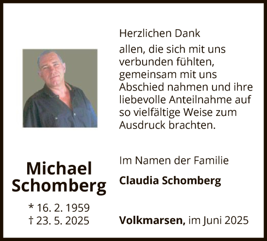 Todesanzeige von Michael Schomberg von WLZ