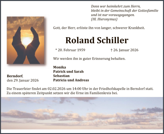 Todesanzeige von Roland Schiller von WLZ