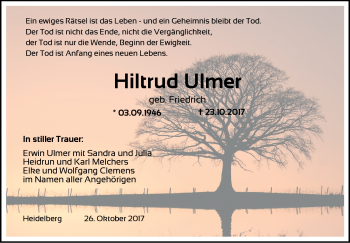 Todesanzeige von Hiltrud Ulmer von Heidelberg.Trauer.de