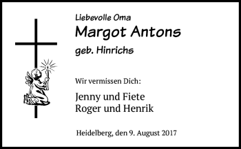 Todesanzeige von Margot Antons von Heidelberg.Trauer.de