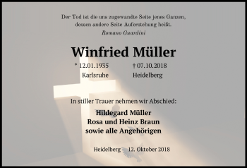 Todesanzeige von Winfried Müller von Heidelberg.Trauer.de