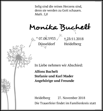 Todesanzeige von Monika Buchelt von Heidelberg.Trauer.de