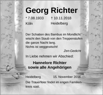 Todesanzeige von Georg Richter von Heidelberg.Trauer.de